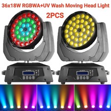 2PCS 648W RGBWAUV Zoom Wash Moving Head Light 36x18W LED DMX Beam Stage Lighting