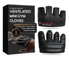 FITNESS FORCE Fingerless Workout Gloves for Men Women, Small, Black