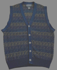 VTG Jantzen Classics Sweater Vest Button Grandpa Tweed Knit Navy Gold Plum M.