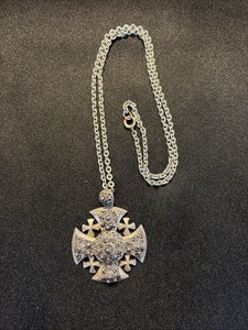 Vintage Jerusalem Cross 980 Silver Necklace ~ 19.81 Grams