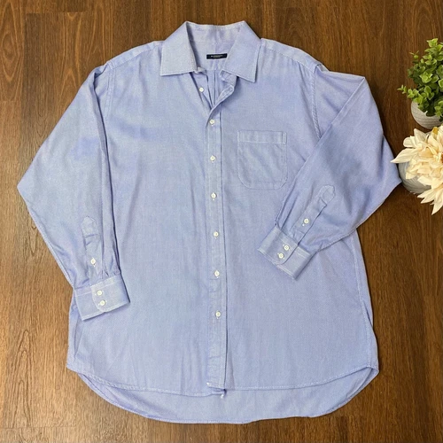 Camicia elegante Burberry blu e bianca a quadri con bottoni taglia 17R