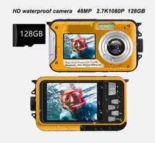 10ft Underwater Double Screens Digital Camera For Memory with 128GB micro SD car