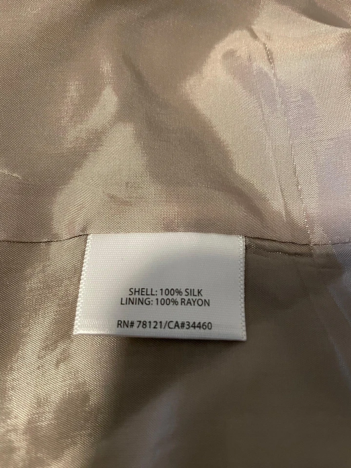 Eileen Fisher Jacket Womens XL Gold Silk Open Front Metallic Lined Collarless - Image 4 of 4