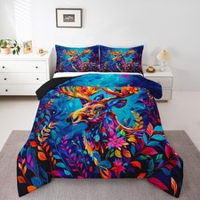 Moose Bedding Set Twin Size Deer Hunting Comforter Set for Kids Boys Girls De...