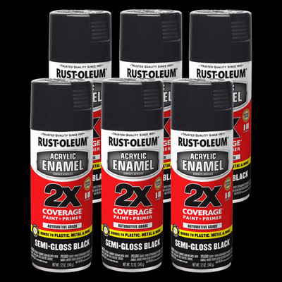 Rust-Oleum Automotive 2X Semi-Gloss Black Acrylic Enamel Spray Paint 6-Pack
