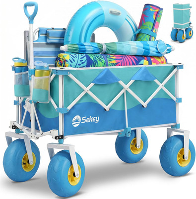 Sekey Heavy Duty Beach Wagon with 9'' Big Sand-Proof Wheels   600Lb Capacity, 200