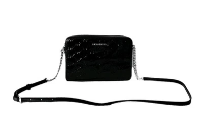 MICHAEL KORS TASCHE LG EW CROSSBODY UMHÄNGETASCHE JET SET METALLIC LACK SCHWARZ