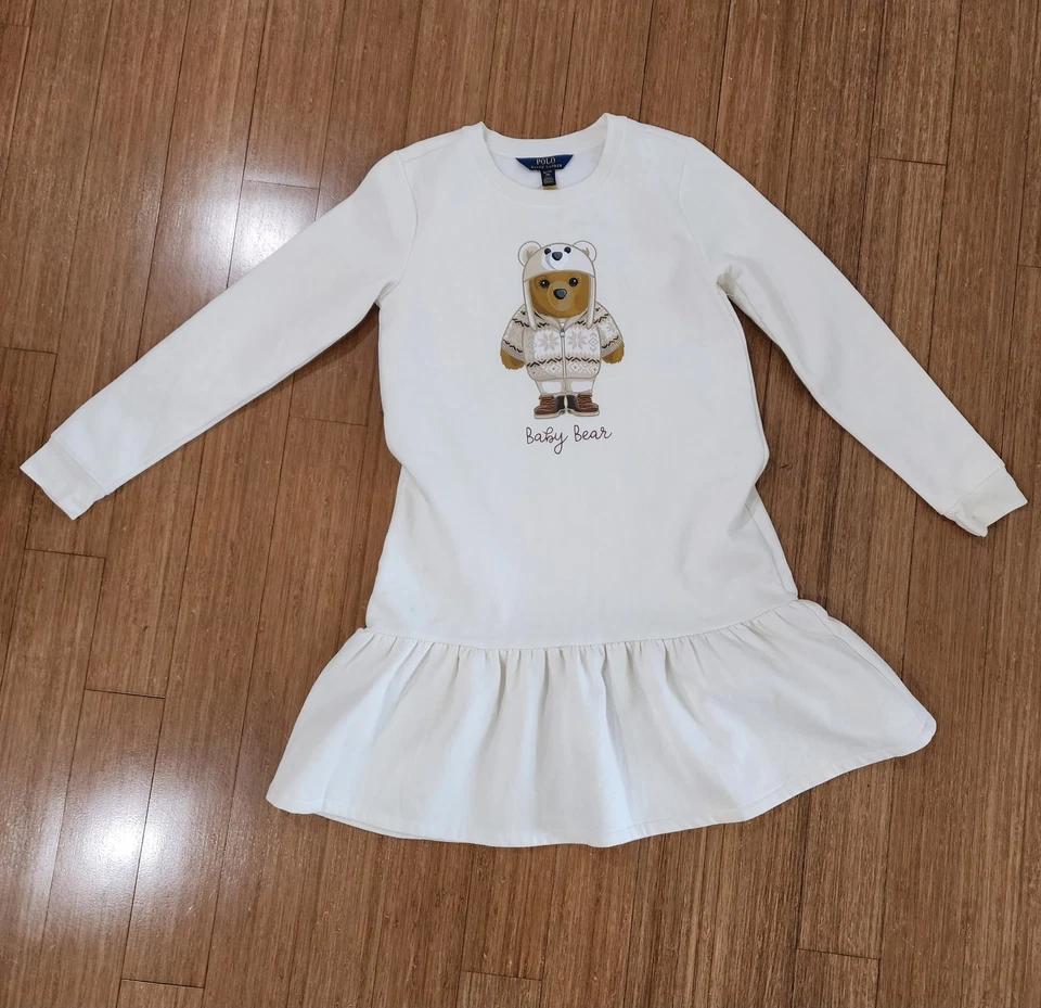Nuevo Con Defectos Niñas Grandes POLO RALPH LAUREN Bebé Oso Vestido Polar Talla XL (16) Foto 2 de 4