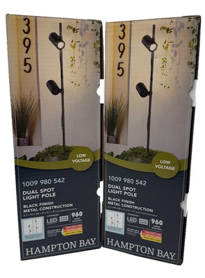 2 Pk Hampton Bay 480 Lumen Low Voltage Black Integrated LED Outdoor Spotlights