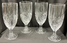 Set Of 4 Godinger Milano Clear Crystal Iced Tea Water Stemware Glasses