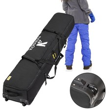 Rolling Ski Bag with Wheels for Air Travel,Padded Double Ski Bag to Hold 2 Pa...