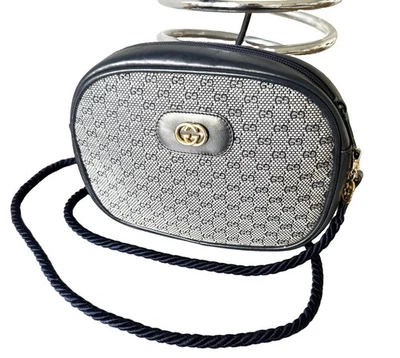 Gucci Italie Petit Sac Bandoulière Cuir Toile Logo Bag borsa vintage Collection - Photo 1/4