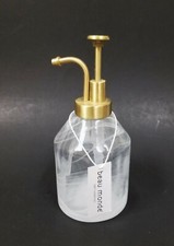 NEW BEAU MONDE WHITE CLOUDY PATTERN GLASS+GOLD VINTAGE STYLE PUMP SOAP DISPENSER