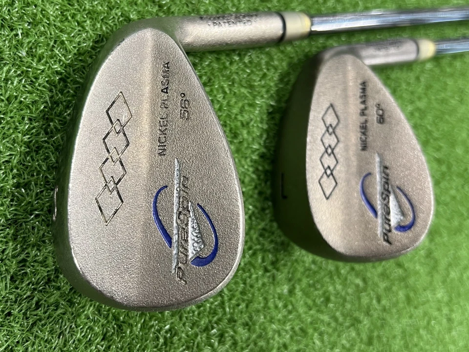 PureSpin Golf Nickel Plasma Wedge Set 56* SAND & 60* LOB Right Steel Stiff Used - Image 2 of 4