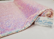 Iridescent Blue Glitz Sequins Fabric / 3mm Sequin on Poly Mesh BTY