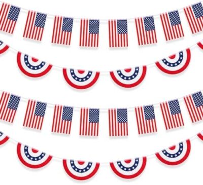 64 Ft USA Pennant 60 Flags in 2 Style American Flag Banner Patriotic 4th of July