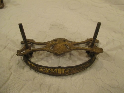 Vintage Lot Of 5 Ornate Brass Drop Bail Drawer Pulls 3" centers - Picture 8 of 12