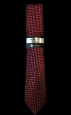 New Mens Alfani Burgundy Holt Geo Silk Blend Slim Neck Tie Necktie