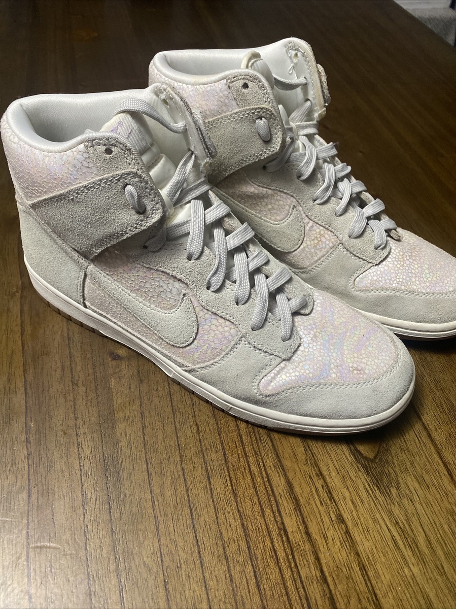 Nike Womens Dunk High Skinny Premium 472488-005 Gray Casual Shoes