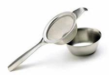 Sunnex Retro Tea Strainer and Drip Bowl Stainless Steel Infuser Kitchen Utensil