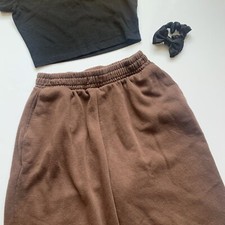 Zara Brown Jogger Sweatpants Elastic Waist High Waisted Womens Size Medium