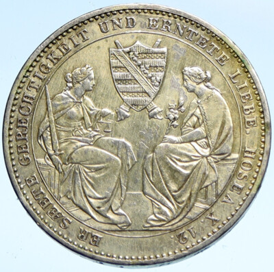 1854 German States SAXONY KING FRIEDRICH AUGUST II Silver OLD