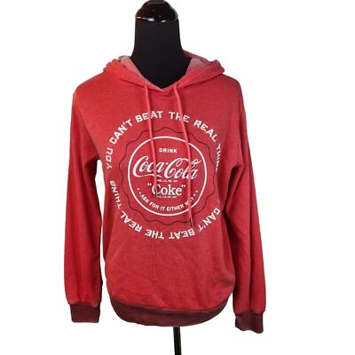 Coca Cola Hoodie Medium Juniors Classic Red Logo Long Sleeve