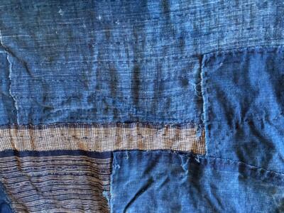 BORO Vintage Japanese Textile Aizome Indigo Blue (about 184×156cm
