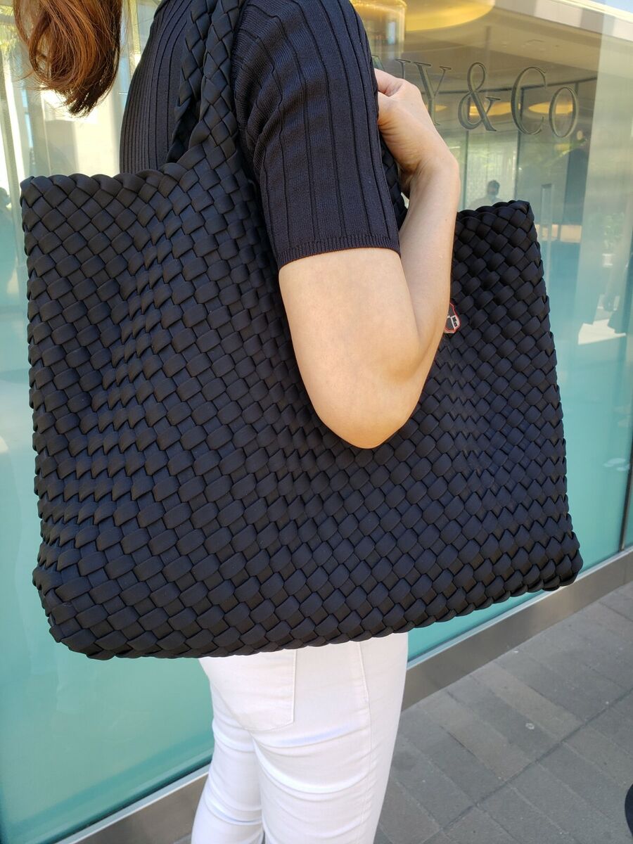 Neoprene Woven Tote Bag Black color Large Size Set Intro Price! Free Ship!