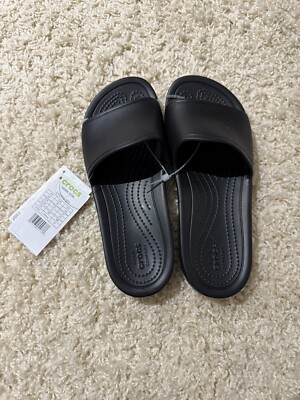 WOMEN'S CROCS BLACK KADEE SLIDE FLIP FLOP BEACH/POOL SANDALS SIZE 8 NWT