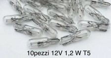 10 LAMPADINE 12V 1,2W quadro CRUSCOTTO zoccolo vetro LAMPADE AUTO MOTO T5 5mm