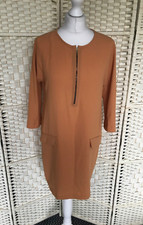 NEW Size M ZARA WOMAN Orange Apricot Crepe Tunic Shift Short Dress
