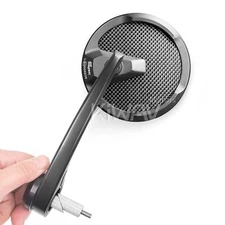 Bar end mirrors black round real carbon fiber fits 7/8" hollow bar ID 14-20mm