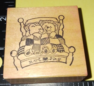 Psx, teddy bear cuddled in bed,,b0083 wooden
