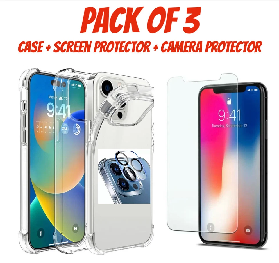 Case For iPhone 15 14 Pro Max Plus 13 11 12 7 8 XR Clear Shockproof Phone Cover - Image 3 of 4