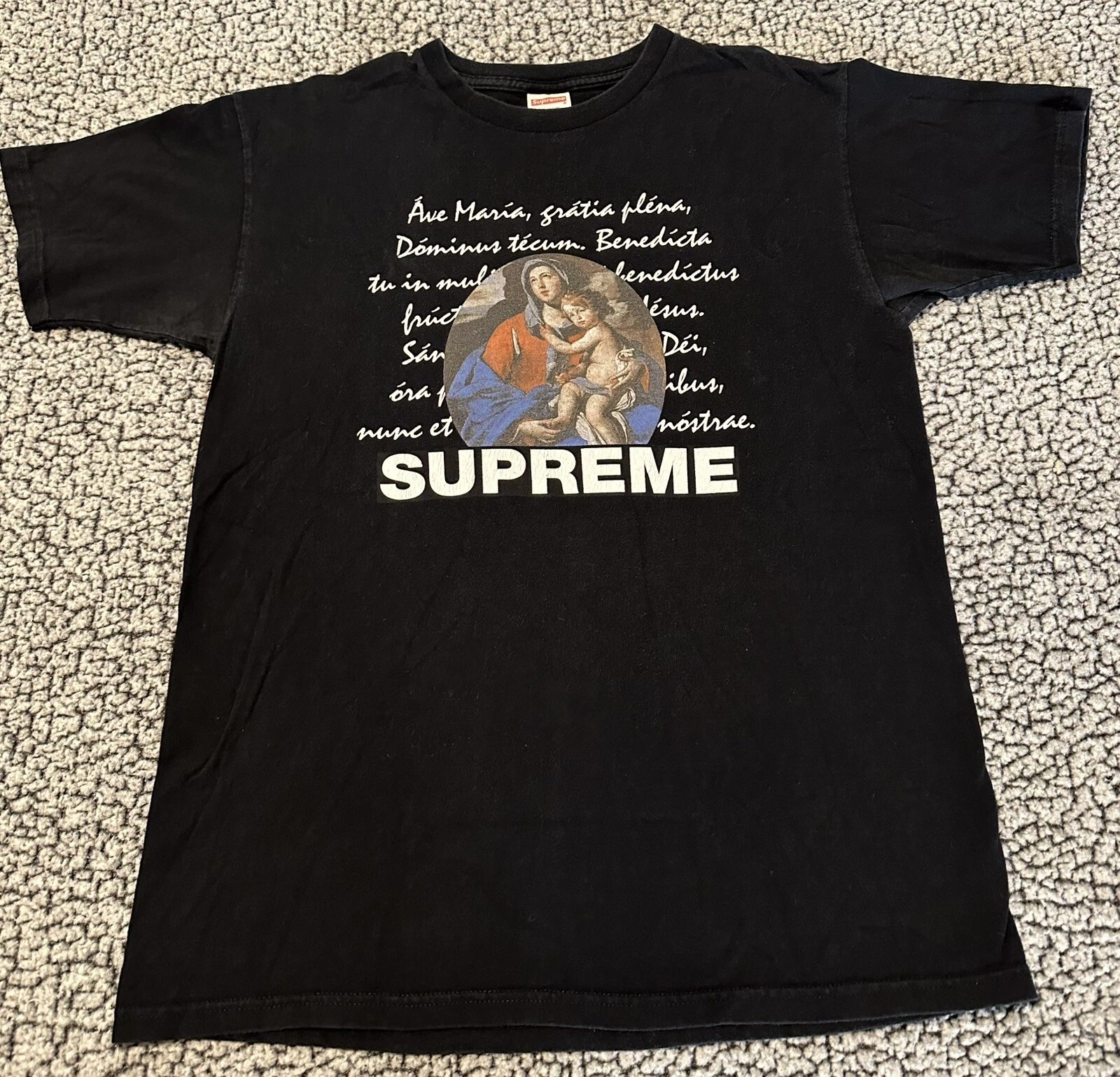 T shirt homme noir Supreme NYC « Ave Maria » 2012 taille M porté rare