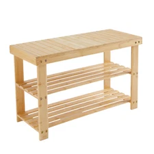 3 Tier Bamboo Shoe Rack Bench Storag Organizer Entryway Hallway Bench Seat Shelf