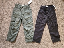 Abercrombie Kids Boys 5/6 Cargo Pants 2 Pairs Green Black NWT
