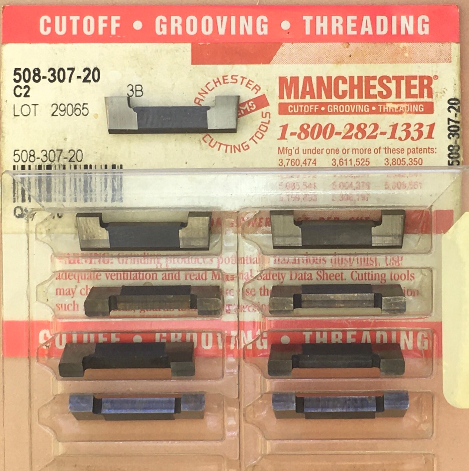 9pc MANCHESTER 508 307 20 Carbide Grooving Inserts .126” 0° N; C2🎯