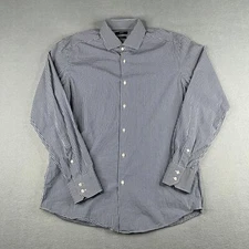 Hugo Boss Shirt 16.5 Blue Gingham Regular Fit Stretch Button Up Long Sleeve Mens