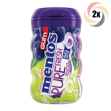 2x Bottles Mentos Pure Fresh Grape Medley Xylitol Chewing Gum | 50 Pieces Each