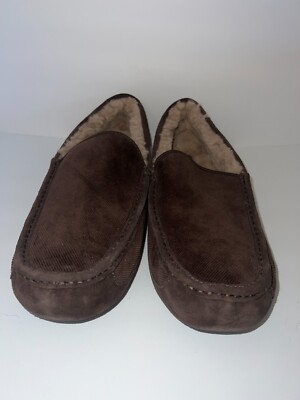 UGG Slippers Men Sz 17 Ascot Corduroy II Rich Chocolate Brown Model 11225932 New