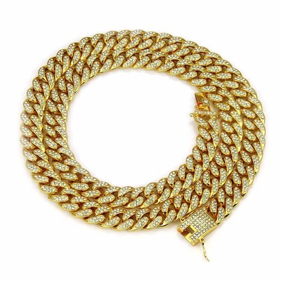 Susemoti Iced Out Miami Cuban Link Chain - 14K Gold Plated/Sterling Silver, 14mm Wide, Hip Hop Jewelry For Men & Women - View #7