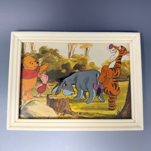 Vintage Disney Winnie the Pooh Framed Art Eeyore Tigger Piglet 7x5 Nursery Decor