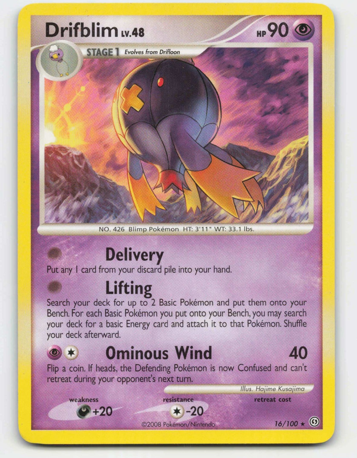 2008 Pokemon, Stormfront, #16/100 Drifblim, Rare