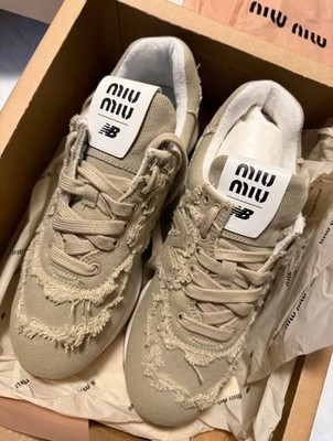 Miu Miu New Balance ベージュスニーカー New- NEW BALANCE X MIU MIU 574 DENIM SNEAKERS Size 40/ US 10 | eBay