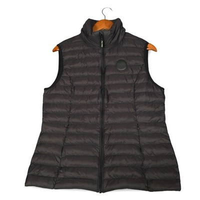 Back On Track Lightweight Vest Black Quilted Puffer Women s Large Gorpcore Logo