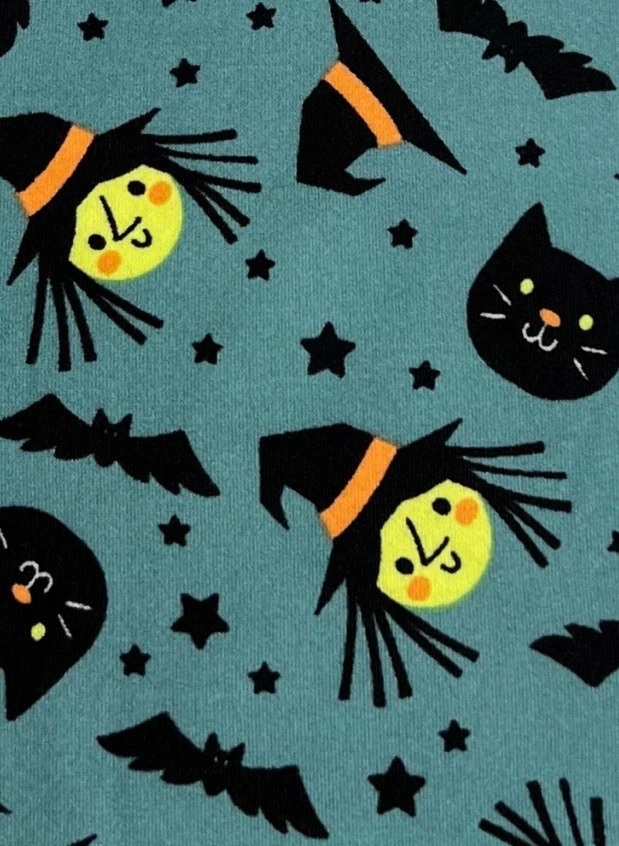 NEW LuLaRoe OS Leggings Rare Kitty Cat HALLOWEEN WITCH Night Bats Stars Hat BLUE - Image 3 of 4