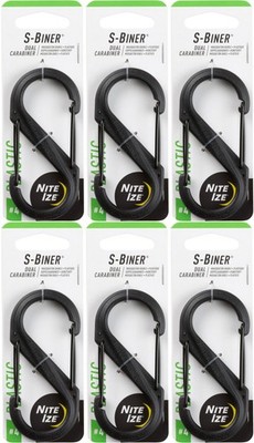 Nite Ize S-Biner Plastic Dual Carabiner #4 - Black (6-Pack)