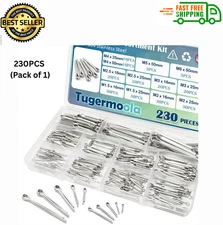 230PCS Cotter Pins Assortment Kit 304 Stainless Steel Split Pin.12 Sizes ...